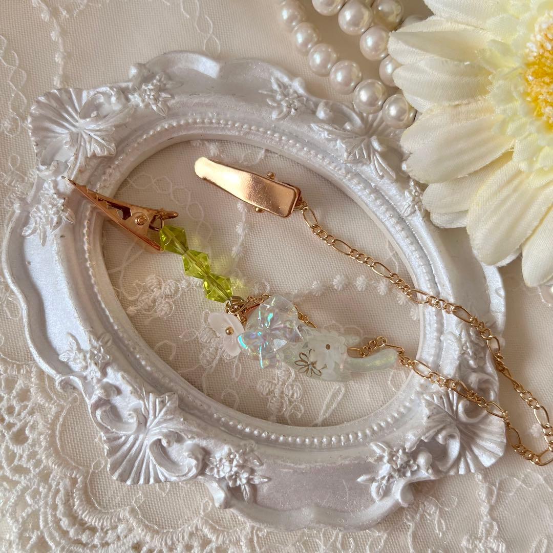 ฅ❤️ 猫　ねこ　パール　花　帽子クリップ　帽子ストラップ　帽子