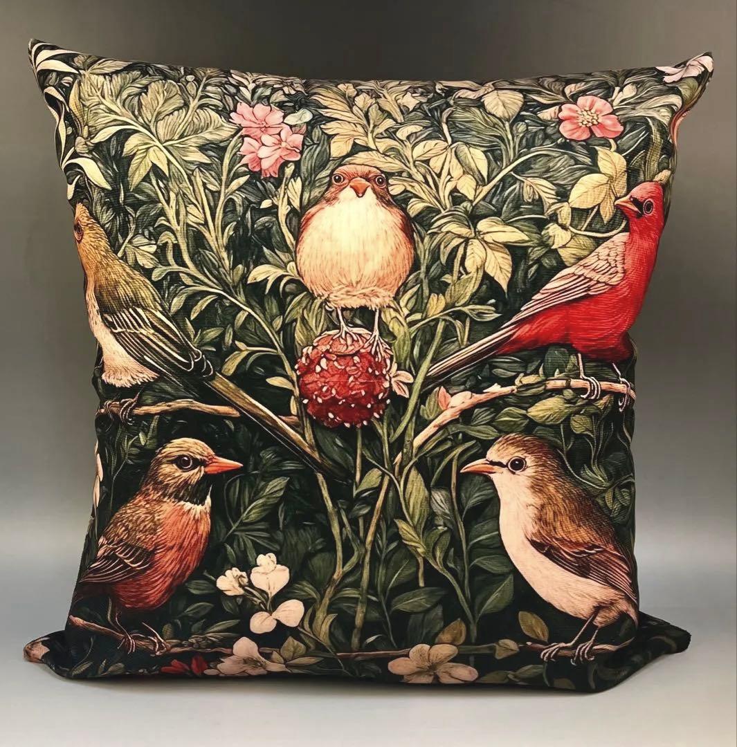 ★ウィリアム・モリス【クッションカバー2枚組】豪華　鳥の歌★