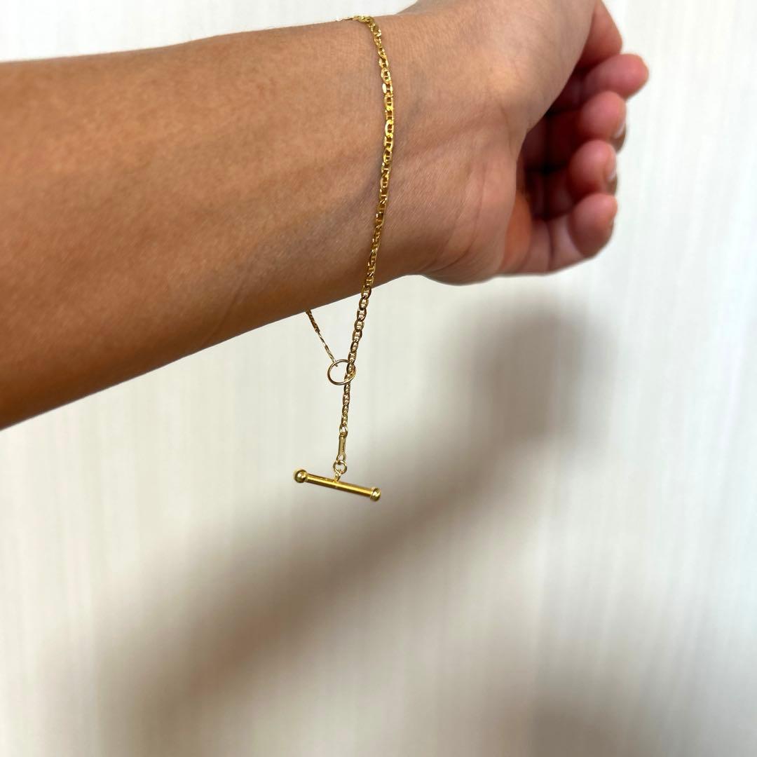 750 Italy（K18）マンテルチェーンブレスレット Tバー トグル金具