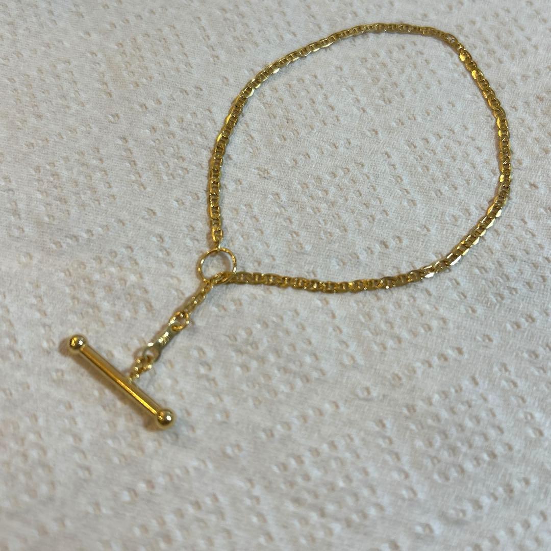 750 Italy（K18）マンテルチェーンブレスレット Tバー トグル金具