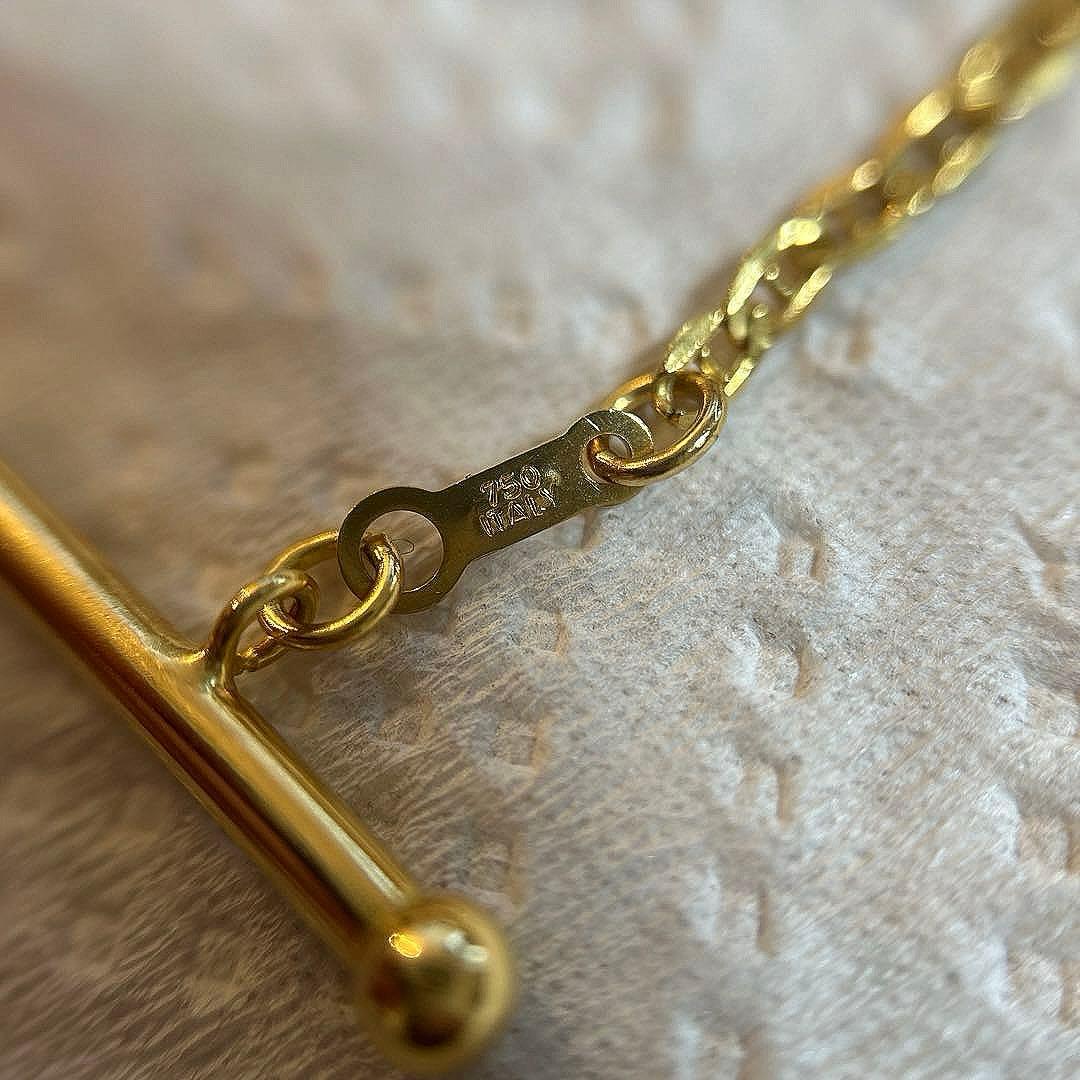 750 Italy（K18）マンテルチェーンブレスレット Tバー トグル金具