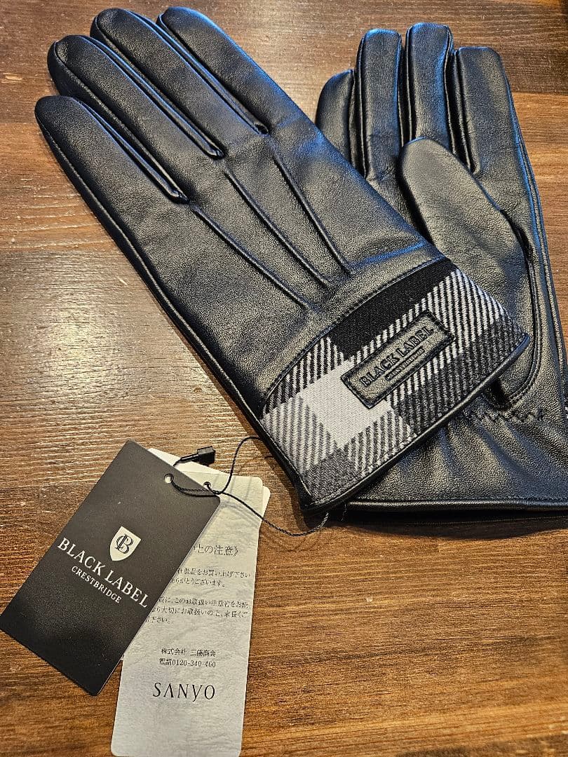BLACK LABEL レザー手袋 Lサイズ チェック柄　ブラックレーベル