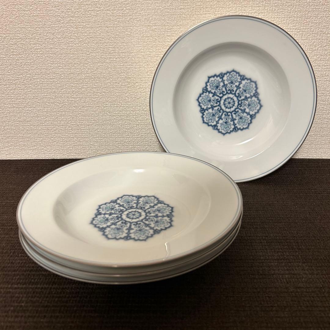 大倉陶園　呉須正倉院　スーププレート　ディナープレート　プラチナ彩