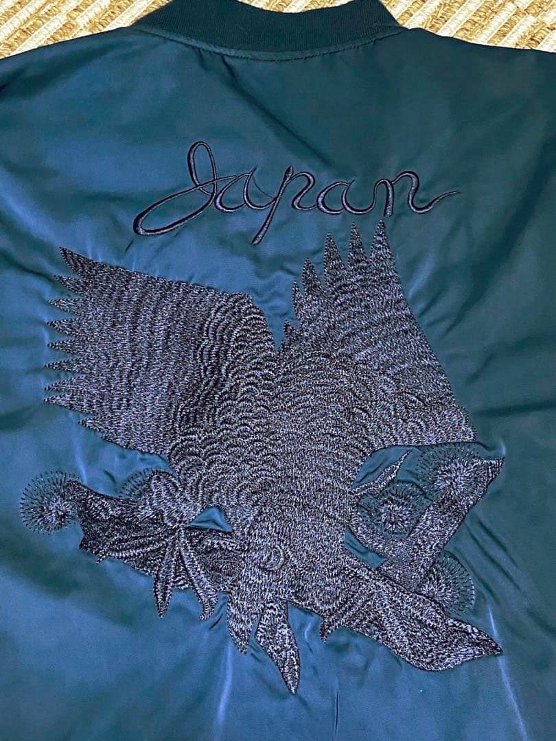 アリステア スカジャン MA-1 両面刺繍 鷹 和柄 刺繍ジャケットXLネイビー