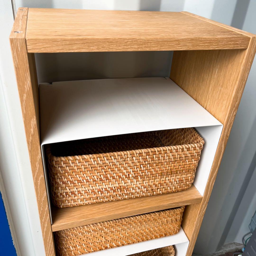 取付無料！無印良品 スタッキングシェルフ 3段 コの字棚・ラタン引き出し付き✨