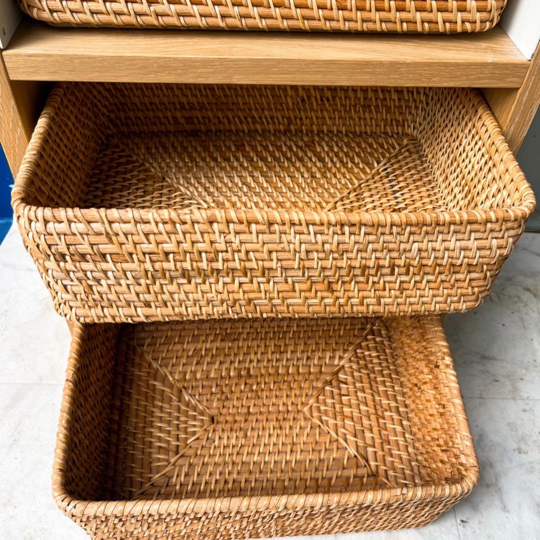 取付無料！無印良品 スタッキングシェルフ 3段 コの字棚・ラタン引き出し付き✨