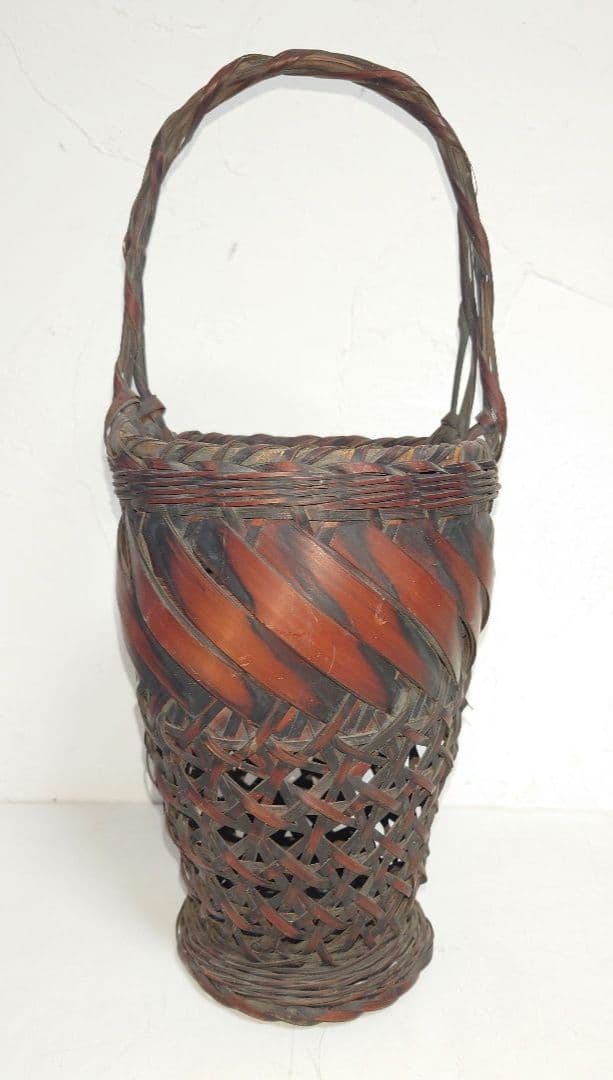 【6点】木製花器 竹細工 一輪挿し 工芸 茶道具フラワースタンド 古道具 カゴ