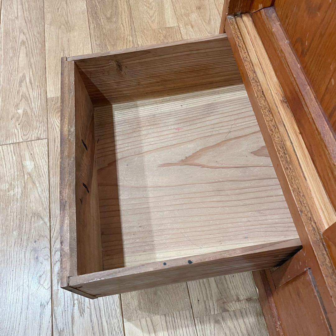 当時物　昭和レトロ　本棚　ガラス棚　ダイヤガラス　木製　アンティーク　無垢