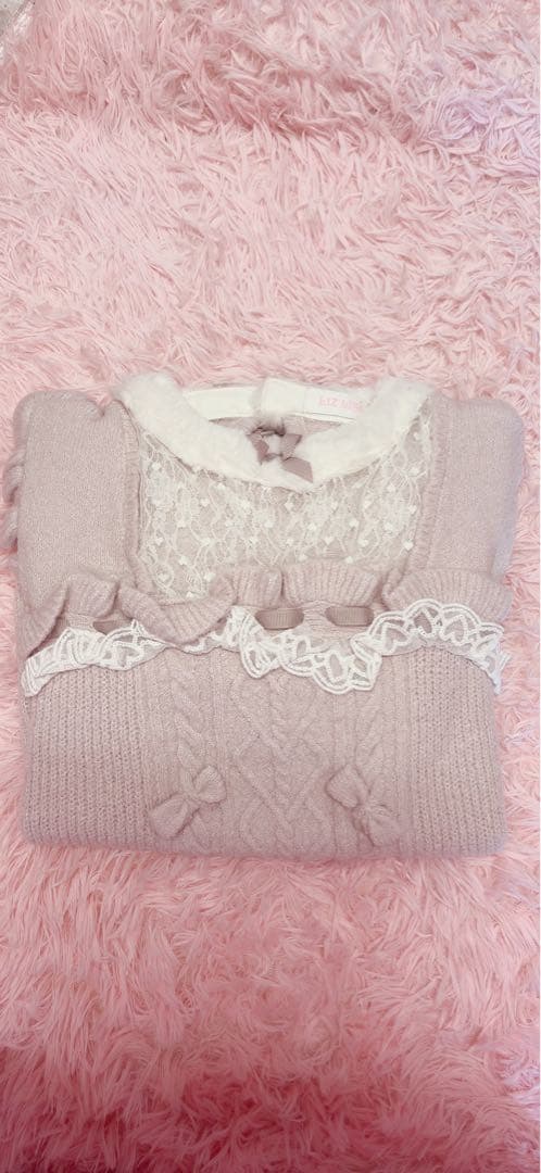 ♡LIZLISA モヘアタッチポンポンニットトップス　ピンク♡