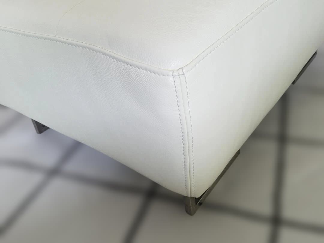 ②IDC 大塚家具 本革 オットマン L/Sコンフォート ホワイト レザー 中古