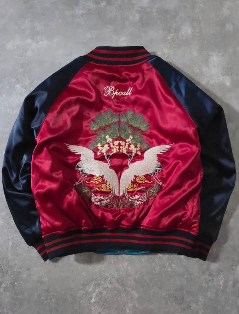 サ*ん様 U.S.NAVY SEABEES×鶴刺繍 リバーシブルスカジャン スー