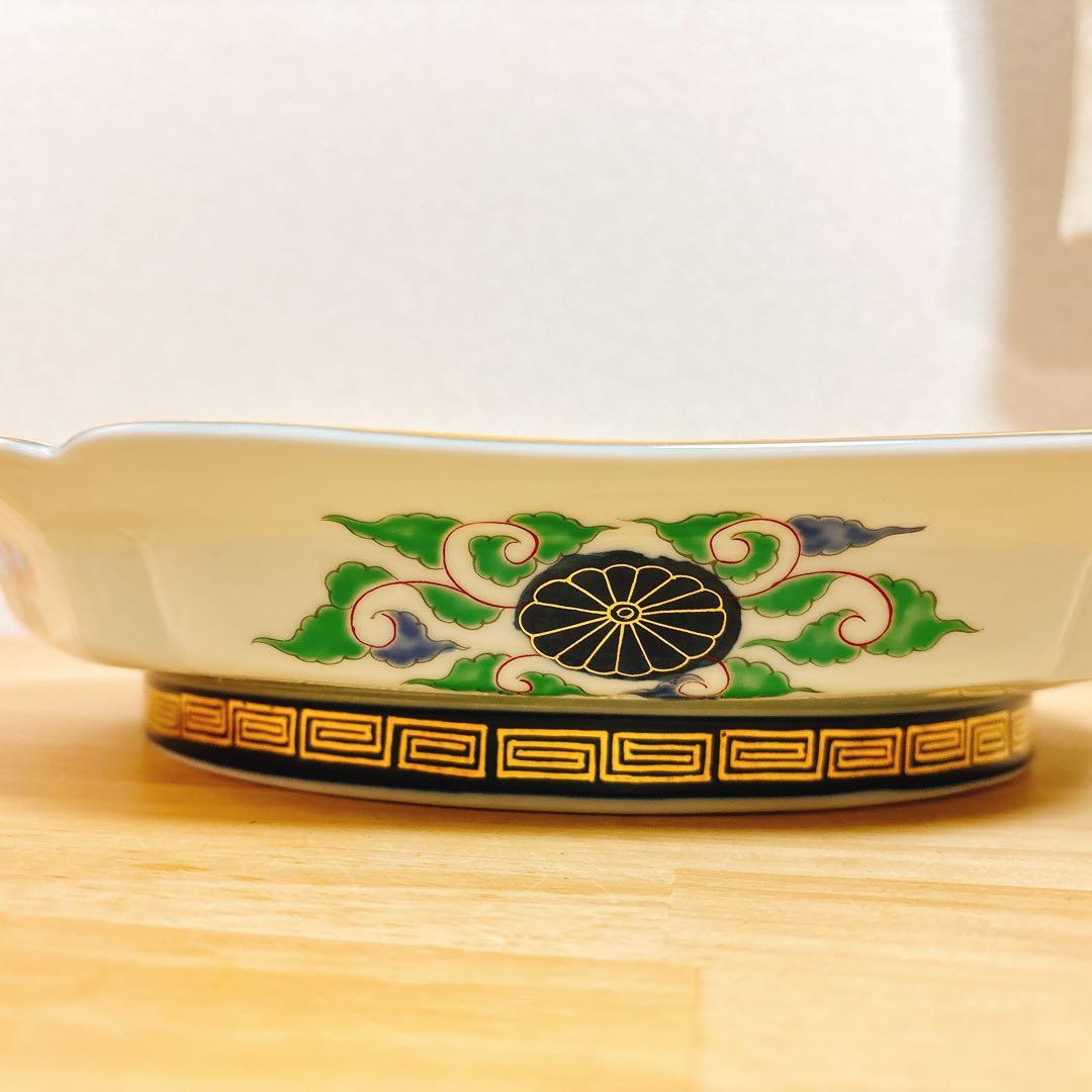 有田焼　幸楽窯　錦色絵山水尺盛皿　31cm