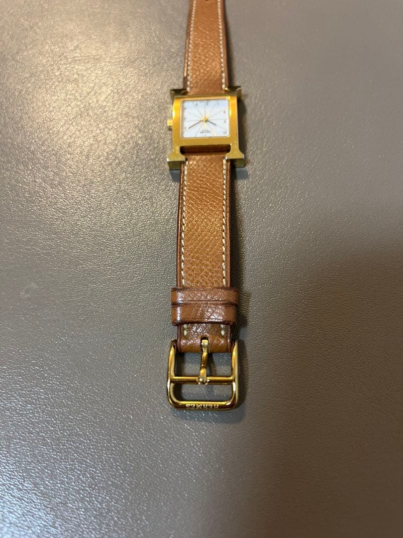 エルメス　Hウォッチ　キャメル革ベルト