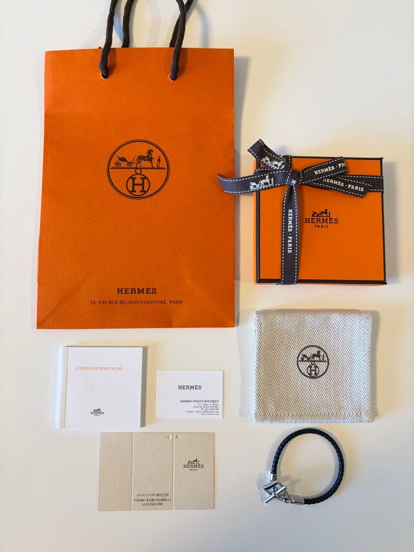 HERMES レザーブレスレット エトリエ　ブラック　T2