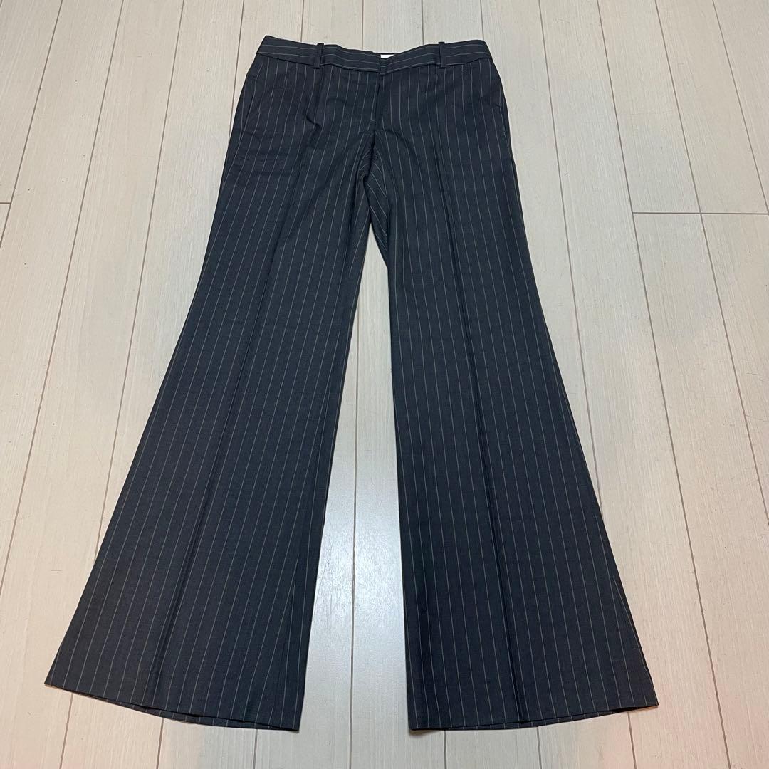 theory ストライプ ビジネスパンツスーツ フレアパンツ グレー