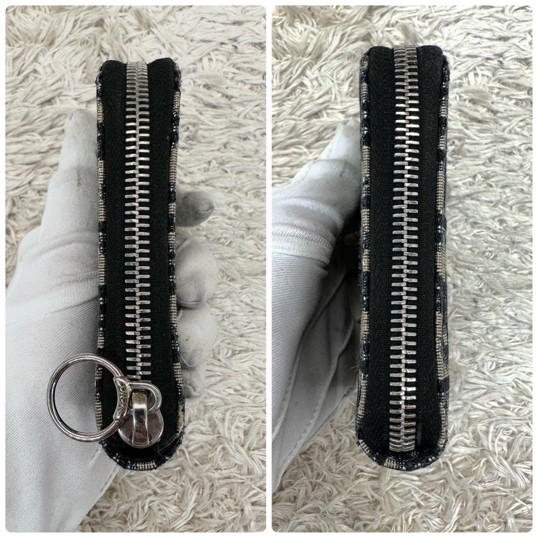 【美品】DIOR 二つ折り財布 トロッター オブリーク ラウンドファスナー