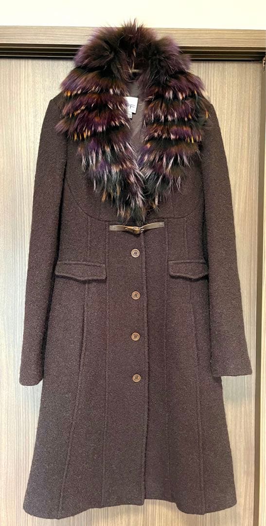 mmmn9さま専用♡ファー襟取外し可能ロングコート　ラクーン　イタリア製　PF