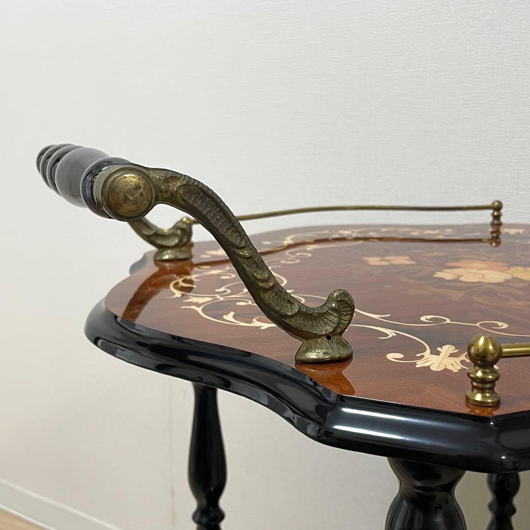 希少 美品 イタリア製 象嵌 キャスター付き キッチンワゴン