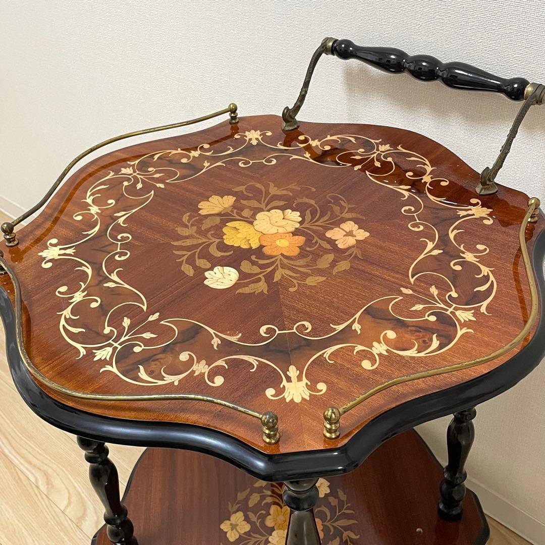 希少 美品 イタリア製 象嵌 キャスター付き キッチンワゴン