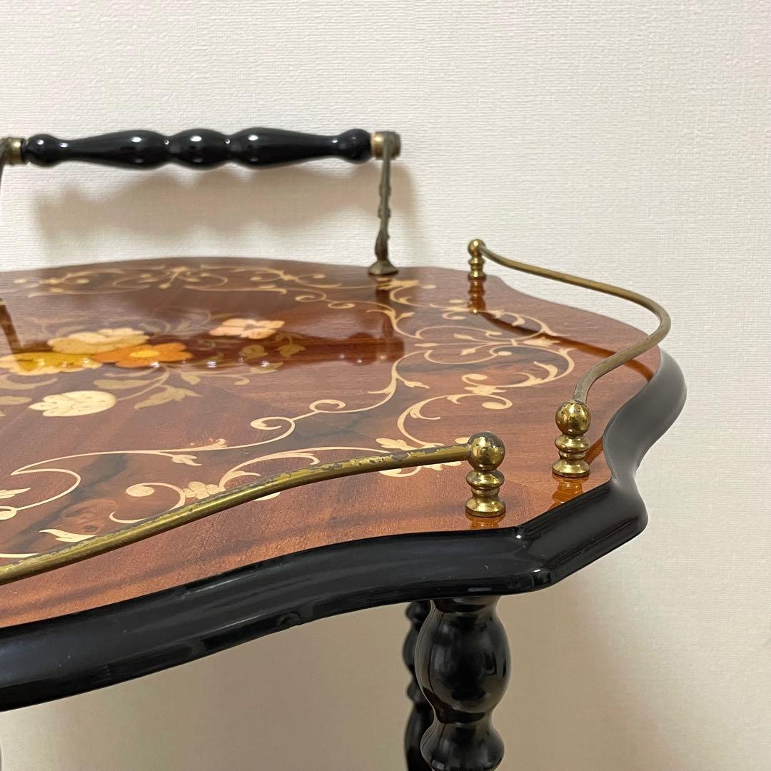 希少 美品 イタリア製 象嵌 キャスター付き キッチンワゴン