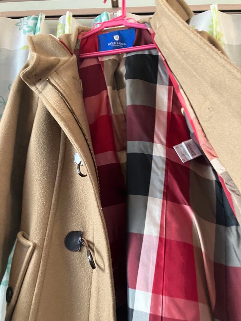 【美品】ブルーレーベル　ベージュ ダッフルコート フード付き
