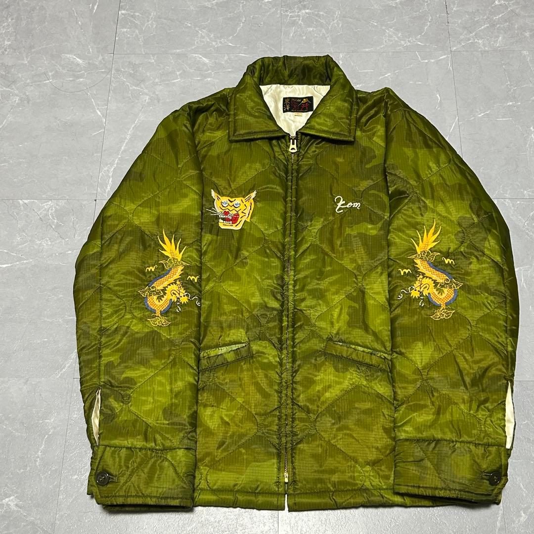 ✨美品✨【テーラー東洋】ベトジャン カモフラ柄 ベトナム ドラゴン 虎 刺繍 L