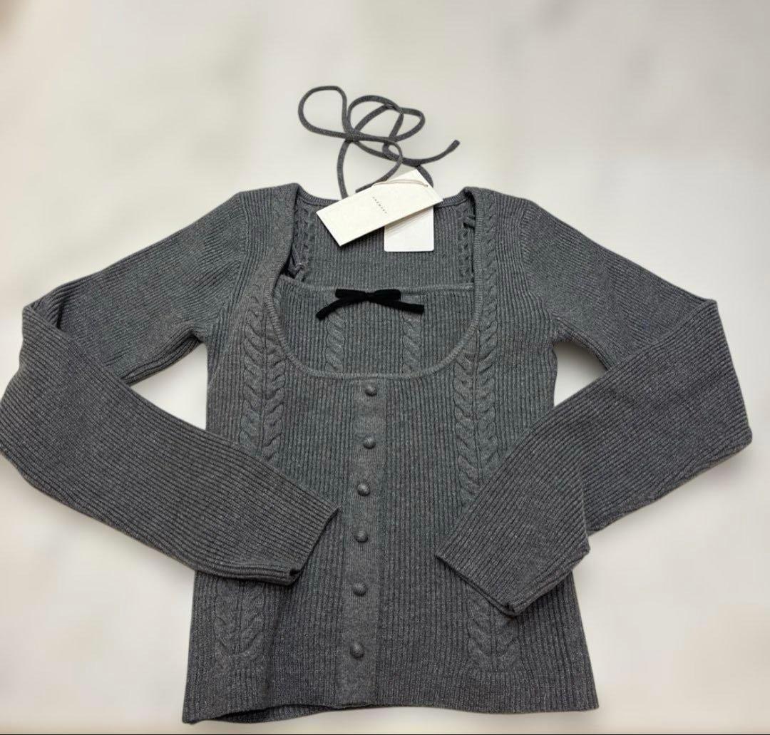 ANDMARY Sharon ribbon tops グレーアンドマリー