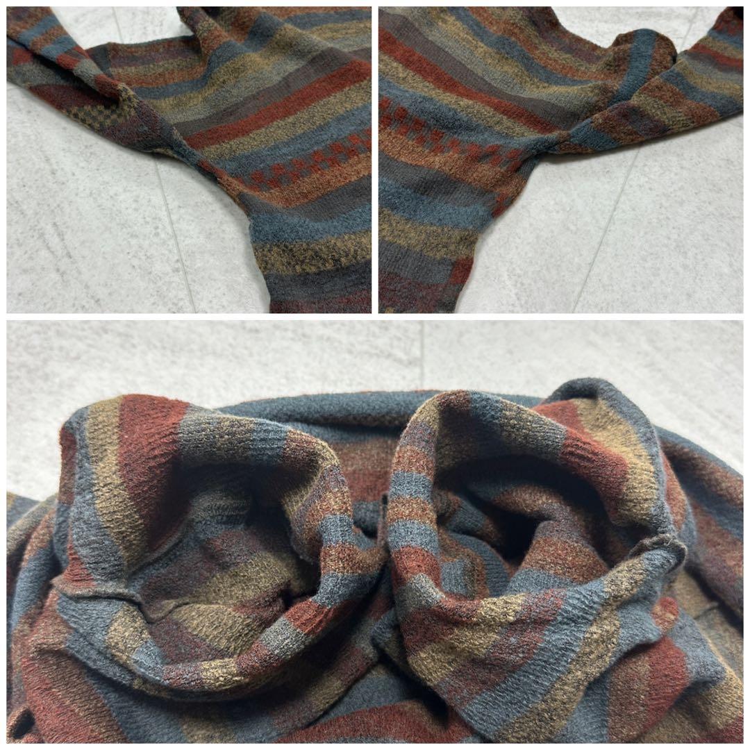 【ヨーガンレール】ウール シルク ニット プルオーバー ボーダー チェック