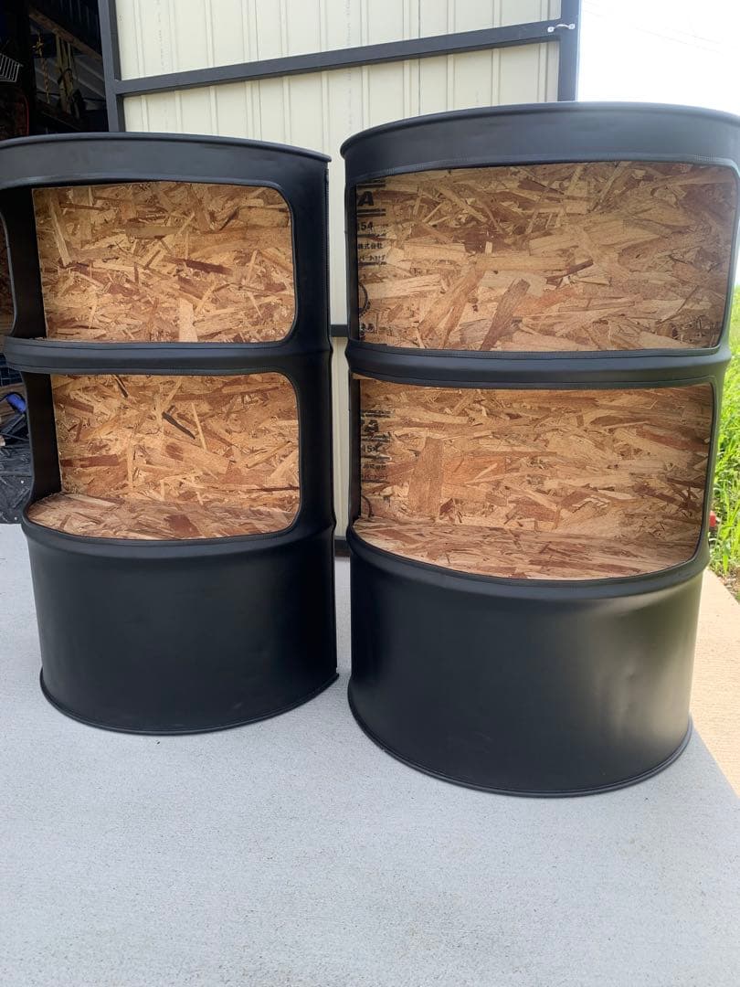 ☆☆☆ドラム缶　リメイク　ラック　2台セット　ブラック ☆☆☆