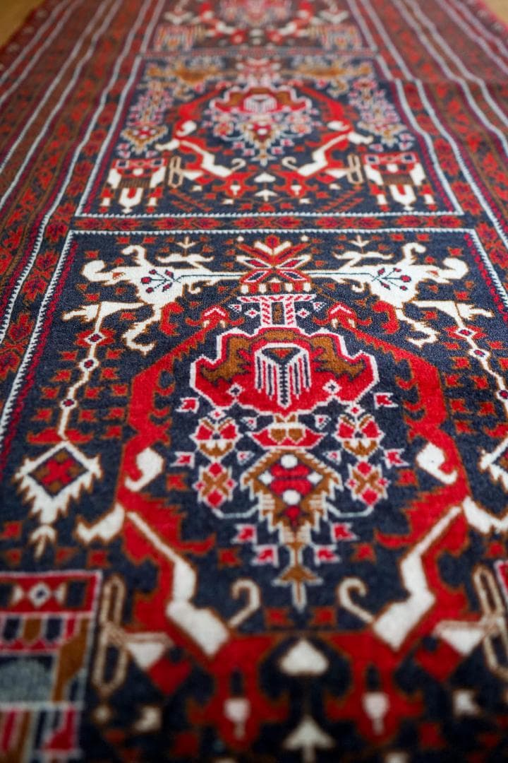 アフガニスタン手織り絨毯 ビルジク 292×89cm ランナー トライバルラグ