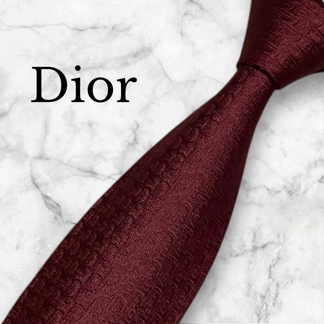 Dior ディオール　ネクタイ　赤　トロッター　ジャガード