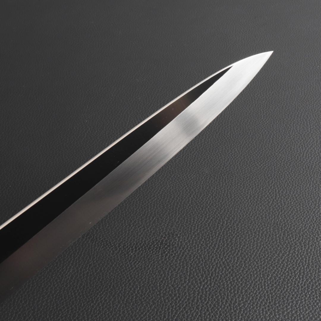 10864柳刃包丁 尺三 鏡面仕上げ 刃は究極の切れ味 黒檀黒水牛白三本巻八角柄