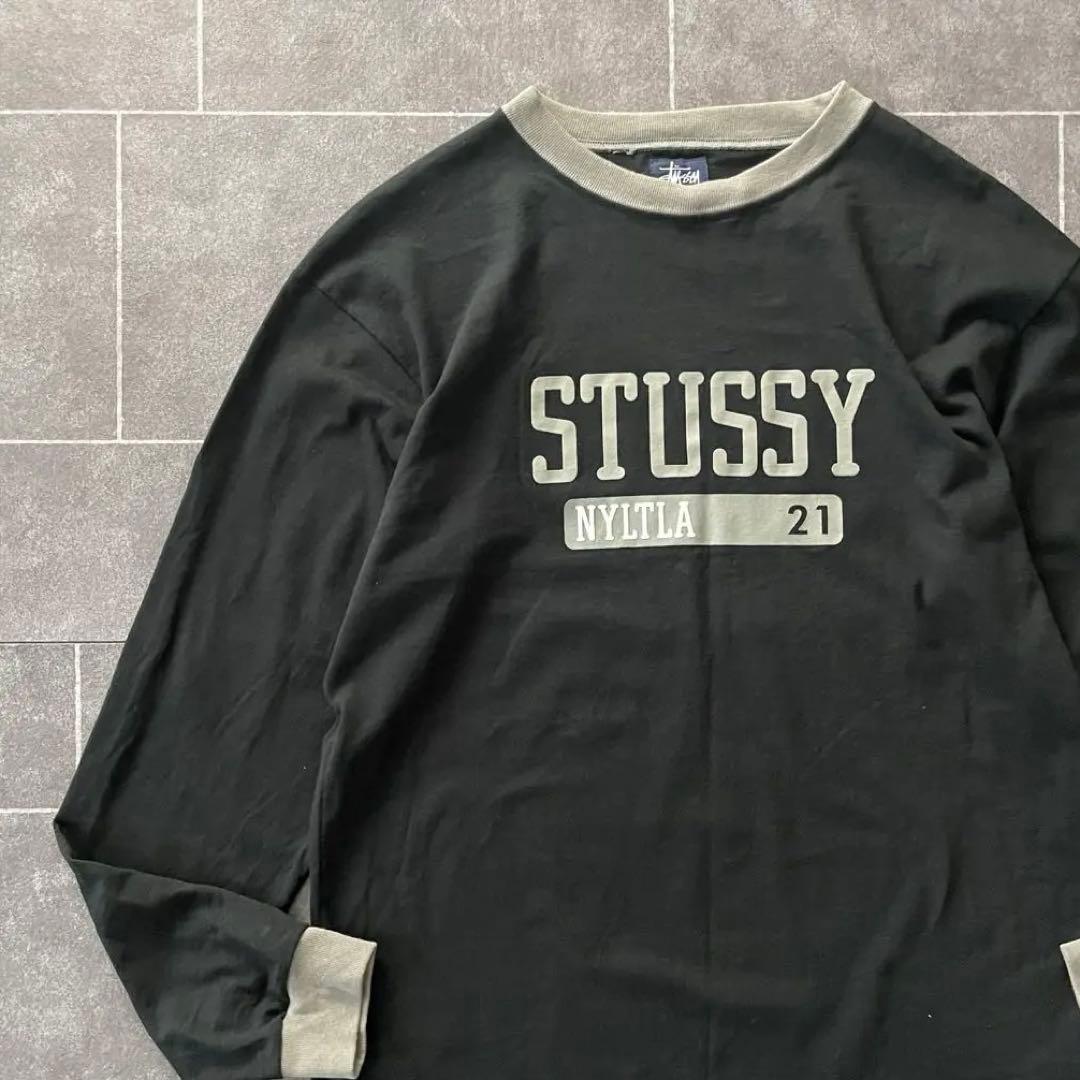 90's usa製 紺タグ Stussy ステューシー L/S Tee 黒 L