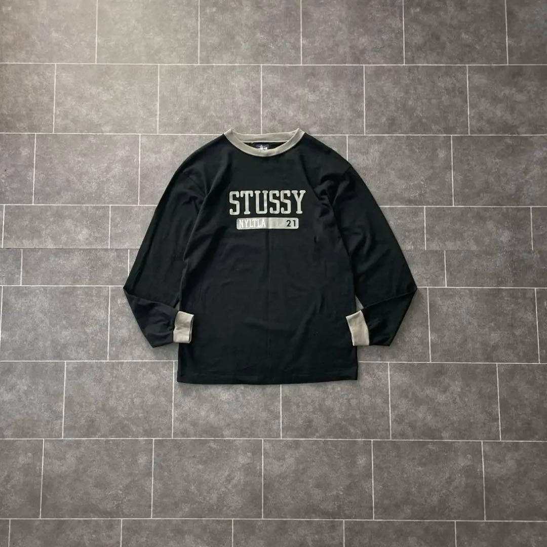 90's usa製 紺タグ Stussy ステューシー L/S Tee 黒 L