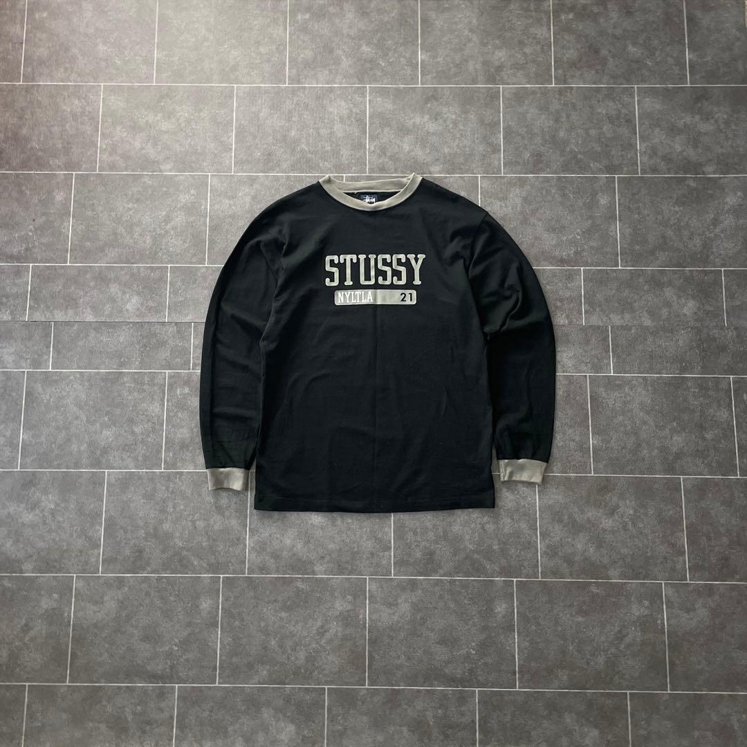 90's usa製 紺タグ Stussy ステューシー L/S Tee 黒 L