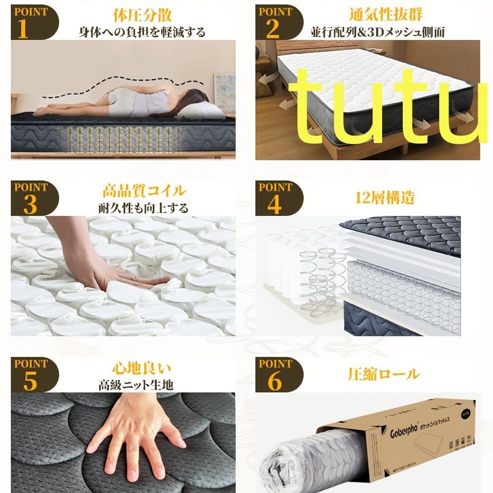 120*195*21cmマットレス プレミアムスプリング式 耐久性抜群、圧縮包装