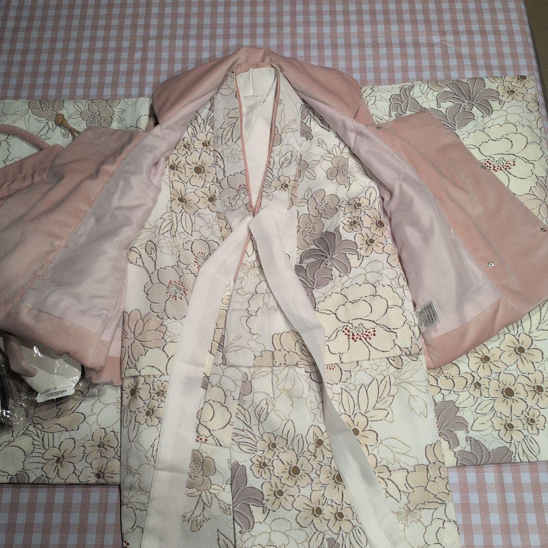ピンク花柄着物セット 100cm 3歳七五三　被布コート