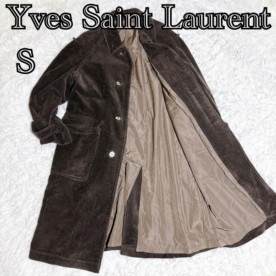 YSL イヴサンローラン コーデュロイコート 茶 メンズS相当 ロング