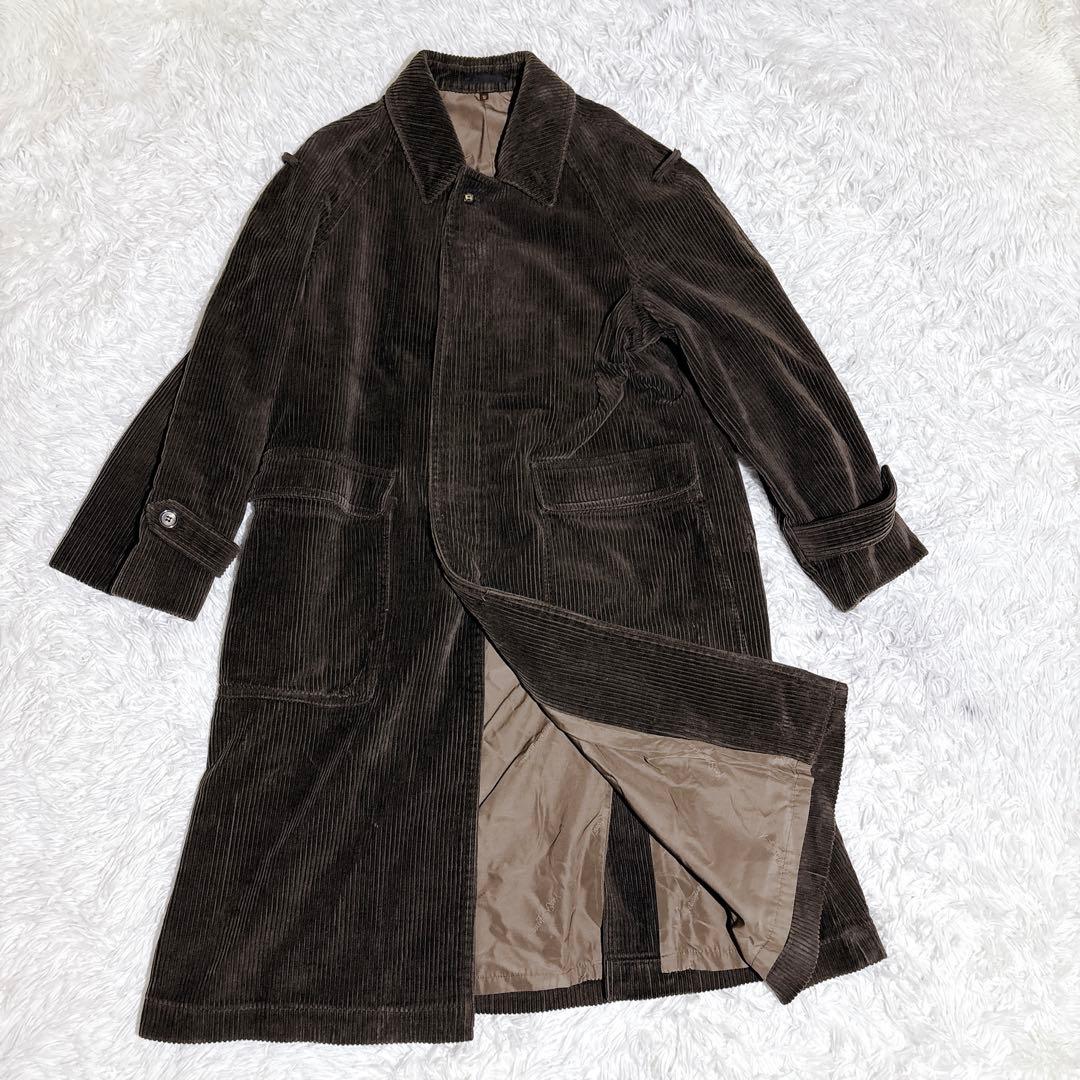 YSL イヴサンローラン コーデュロイコート 茶 メンズS相当 ロング