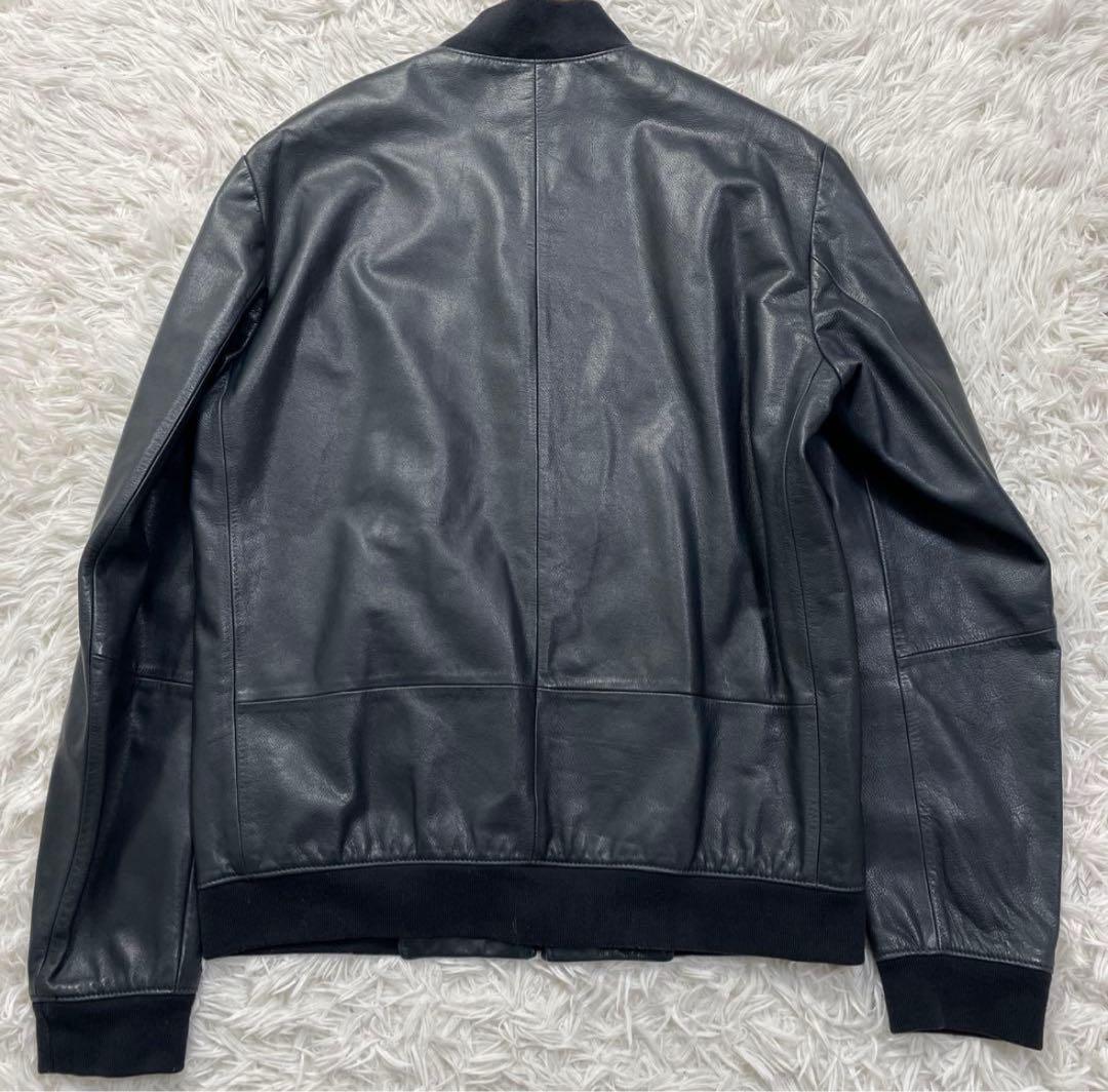 セオリー シングルライダースジャケット シープスキン ネイビー M