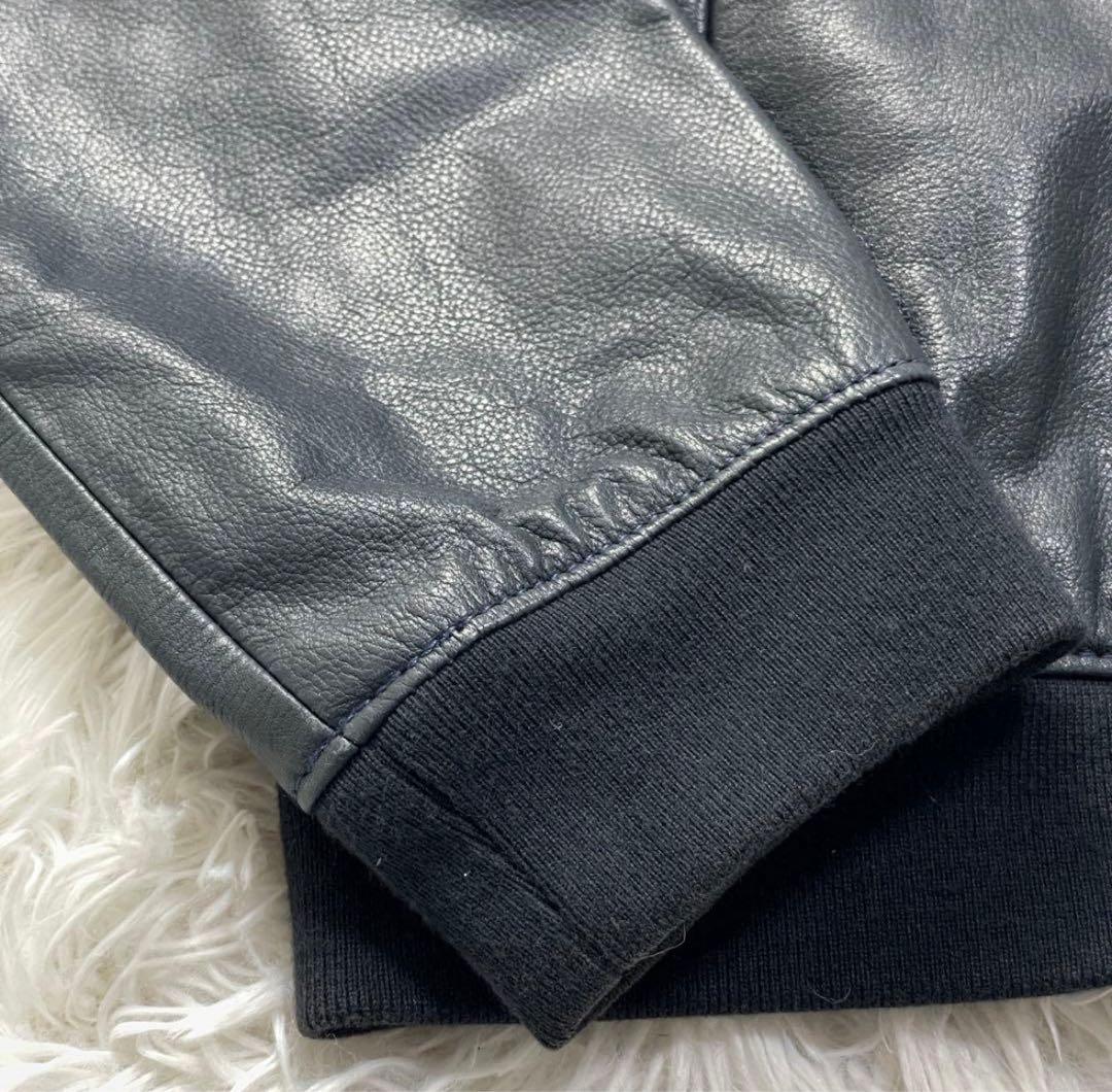 セオリー シングルライダースジャケット シープスキン ネイビー M