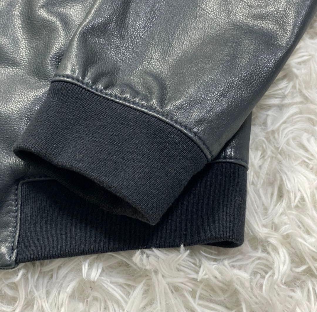 セオリー シングルライダースジャケット シープスキン ネイビー M