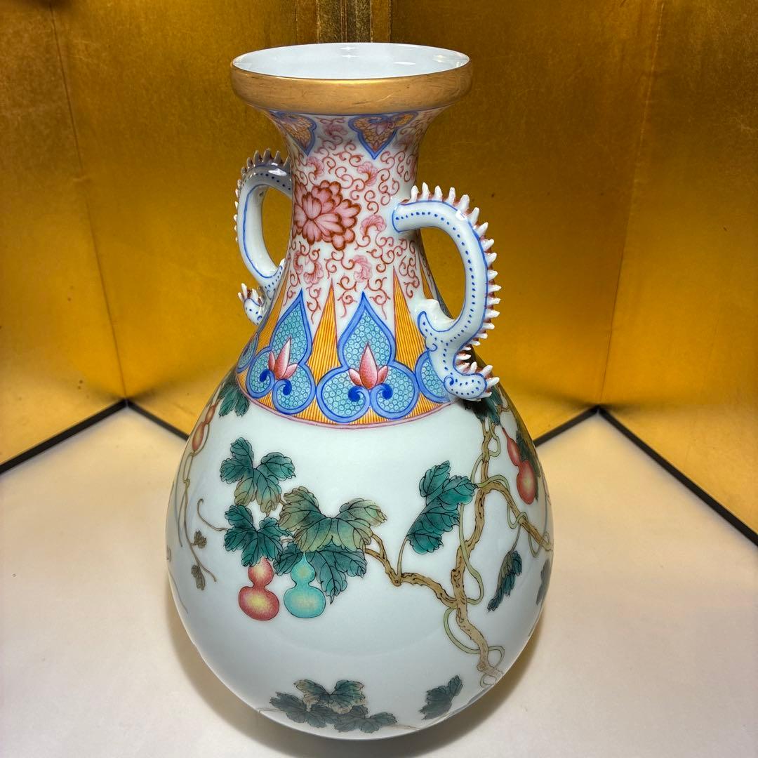 アンティーク　大清乾隆年製　福禄万代　花瓶