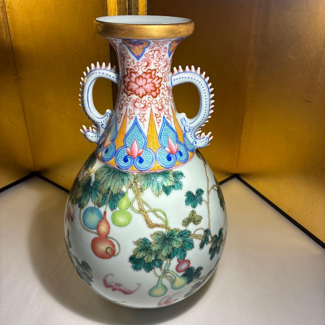 アンティーク　大清乾隆年製　福禄万代　花瓶