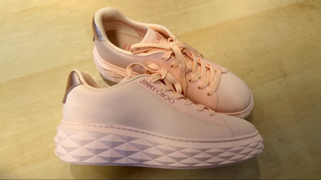 【新品未使用】JIMMY CHOO ピンク 厚底スニーカー 38 サイズ