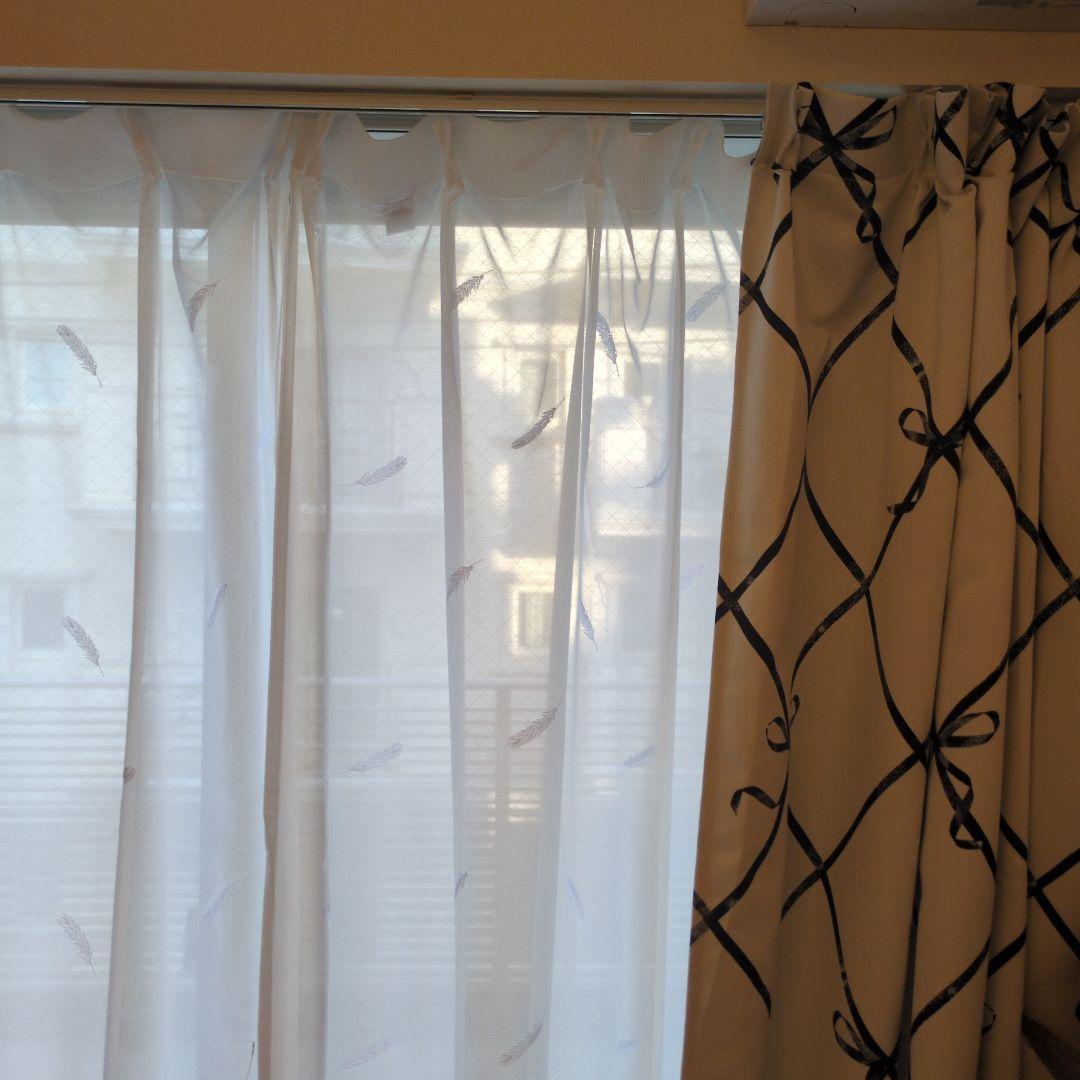 最終！新品！　Ｆｒａｎｃｆｒａｎｃ　ボルダプルマレースカーテン②１７６ｃｍ✕２枚