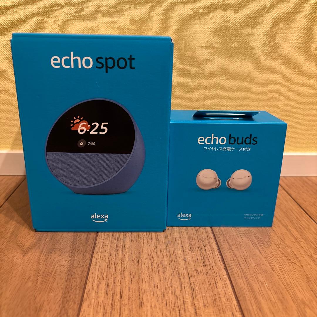Amazon Echo Spot オーシャンブルー　echo buds セット