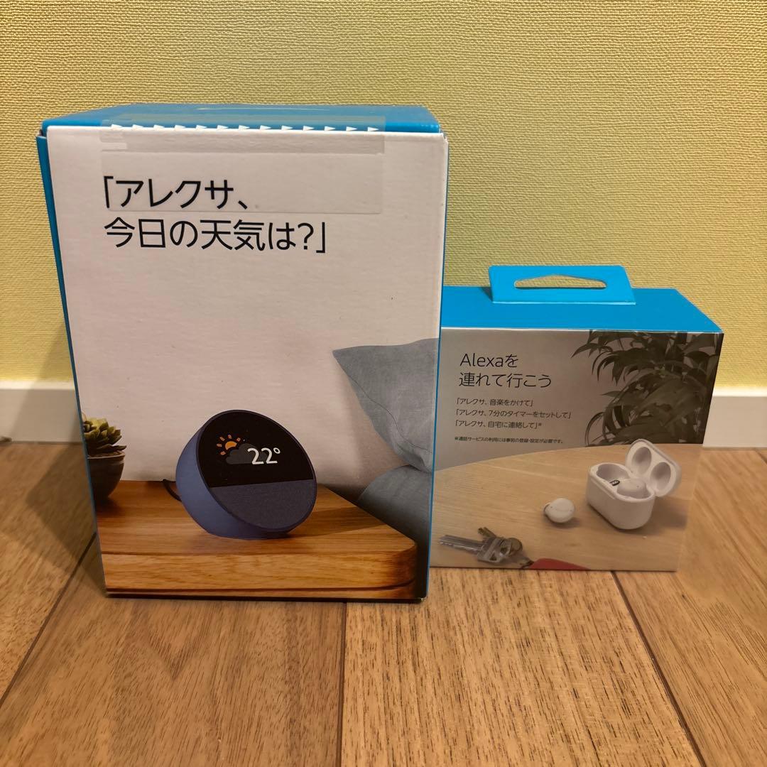 Amazon Echo Spot オーシャンブルー　echo buds セット
