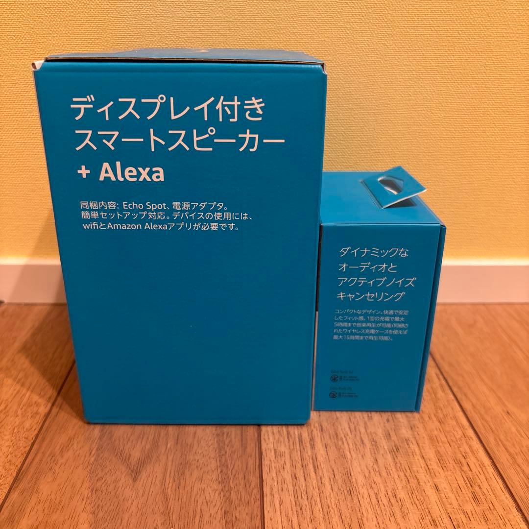 Amazon Echo Spot オーシャンブルー　echo buds セット