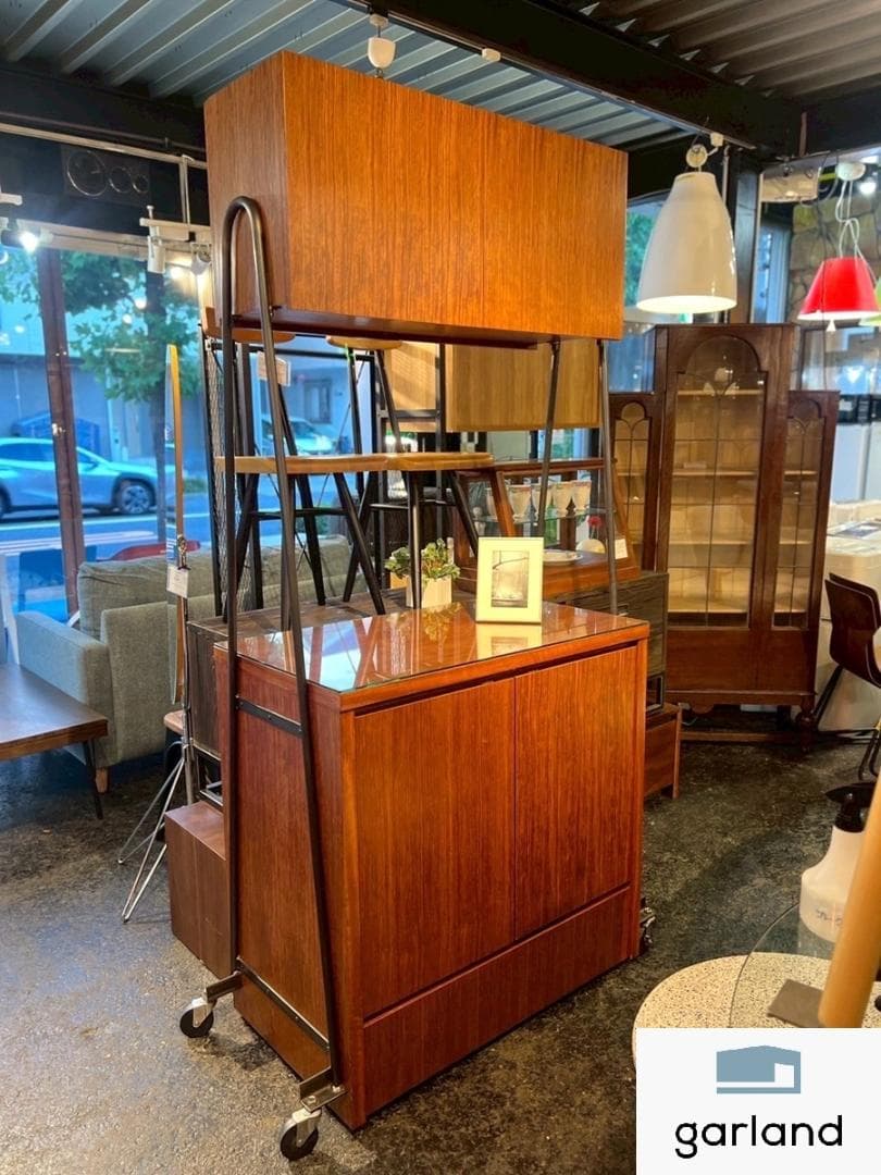 希少！イタリアン ヴィンテージ ローズウッド材 バーカート キッチンボード 収納